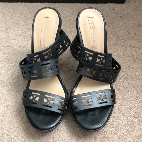 BCBG Black Cut-out Wedge Sandal (Size 7.5) - Picture 2 of 2
